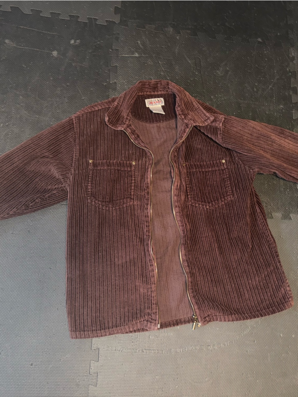 Vintage Corduroy Zip Front Jacket in Deep Brown
